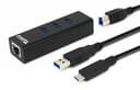 Plugable Technologies USB Hub with Ethernet, 3 port USB 3.0 Bus Powered Hub with Gigabit Ethernet Compatible with Windows, MacBook, Linux, Chrome OS, Includes USB C and USB 3.0 Cables thumbnail 1