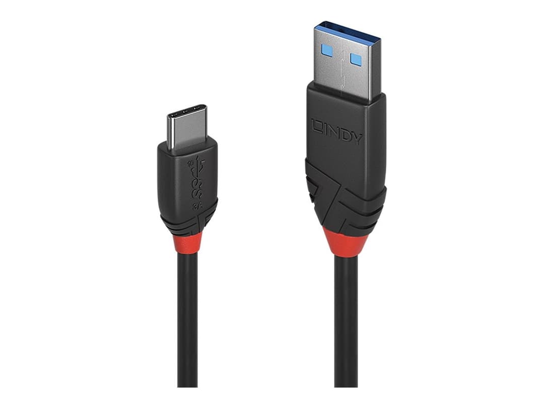 Lindy Black Line USB-C to USB Type A Cable 50cm Black - USB 3.2 Gen 2, 10Gbps - Image 1