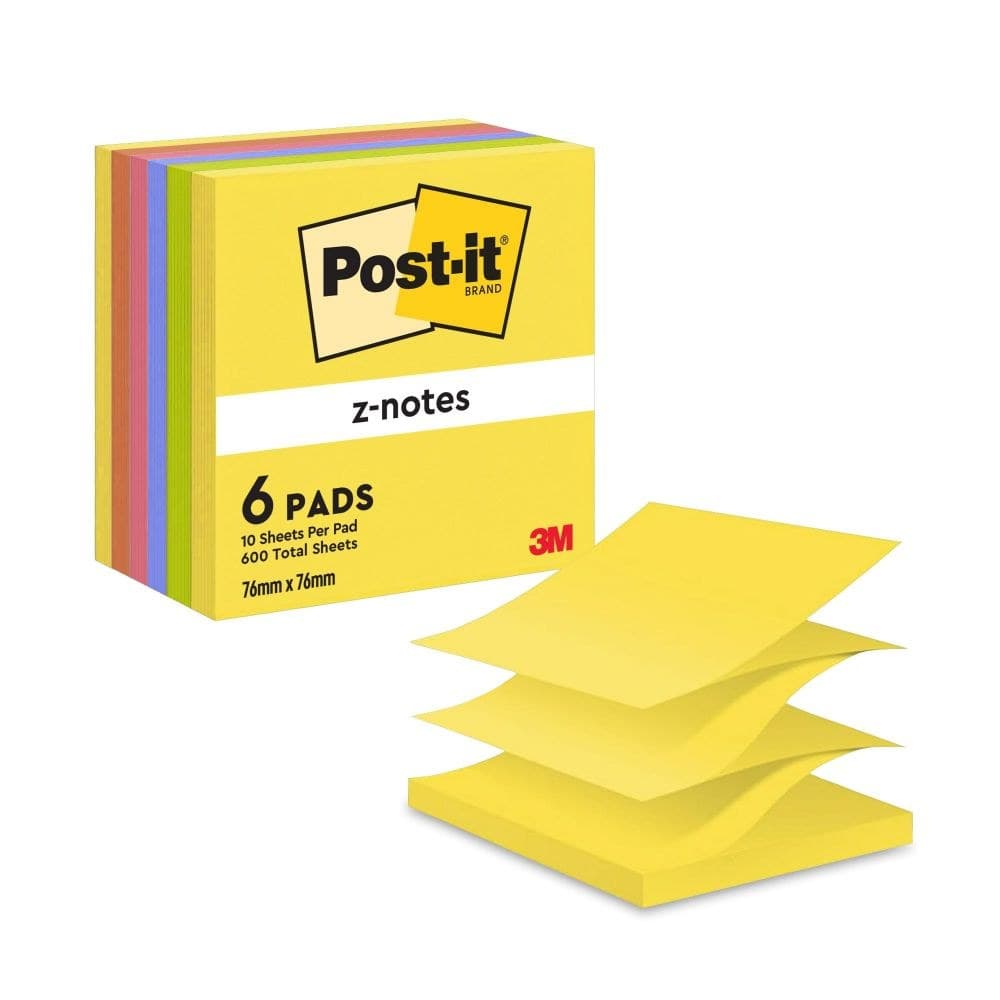 Post-it Pack of 6 Z Notes 76x76mm 100 Sheets Neon Rainbow - Image 1