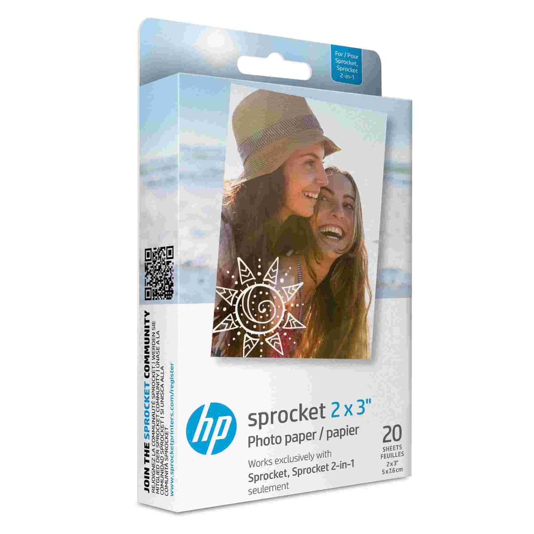 20 Sheets -HP Sprocket 2"x3" Premium Zink Sticky Back Photo Paper - Image 1