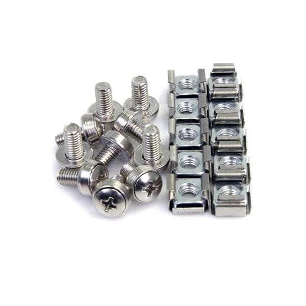 StarTech.com 100 Pkg M6 x 12mm Mounting Screws and Cage Nuts for Server Rack Cabinet - Silver - Includes Cage Nut Installation Tool
