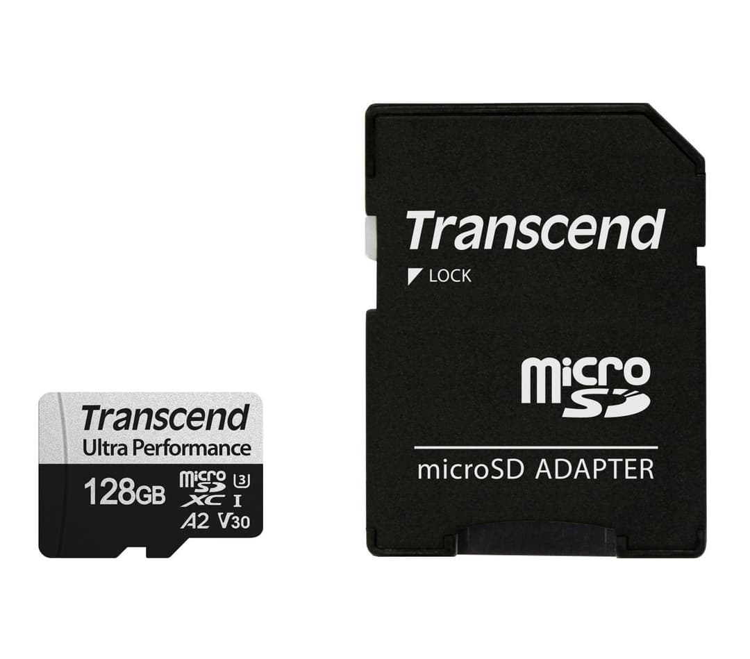 128GB Transcend 340S microSD UHS-I U3 V30 A2 Ultra Performance Memory Card w/Adapter - Image 2
