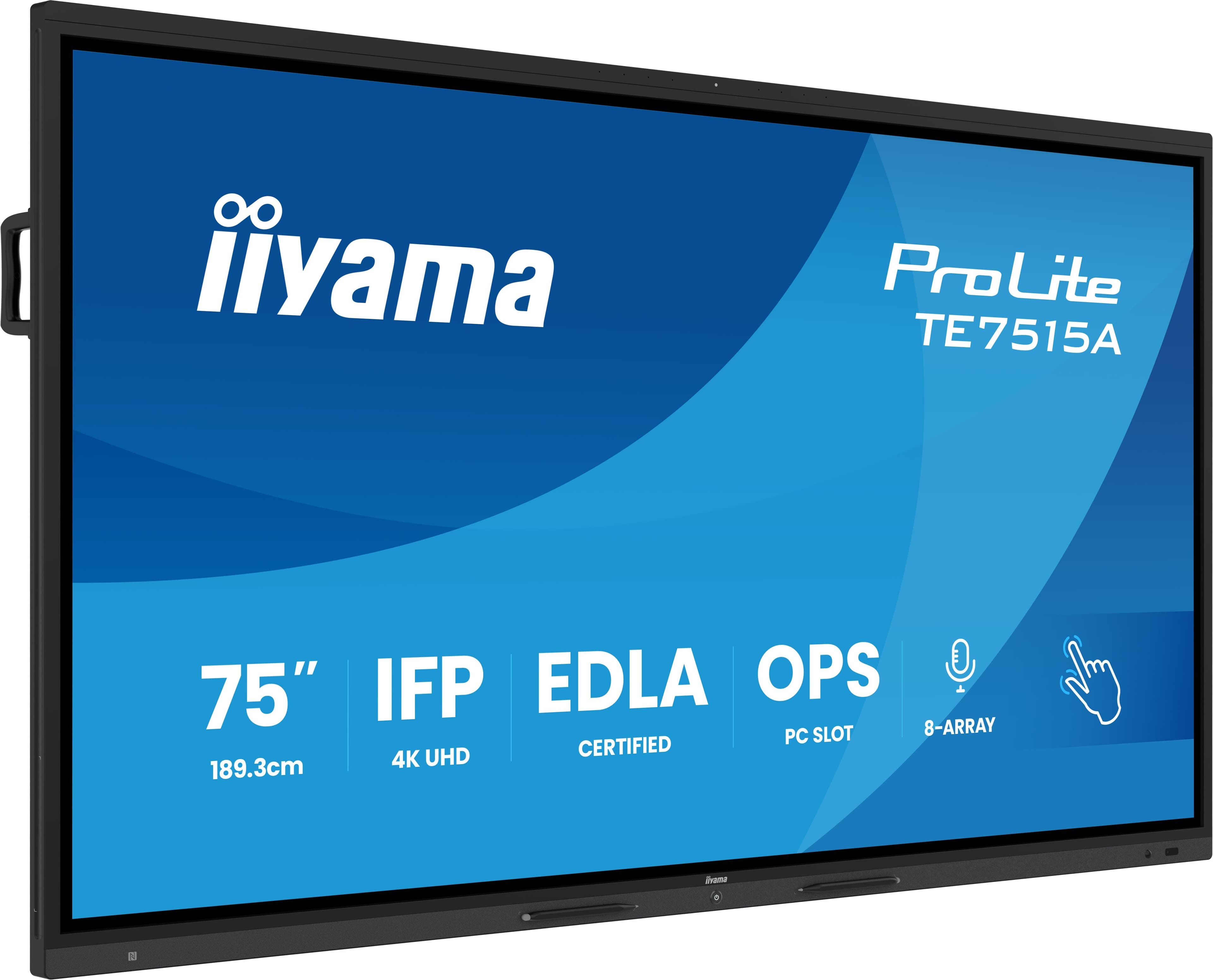 iiyama TE7515A-B2AG Signage Display Kiosk design 190.5 cm (75") Wi-Fi 550 cd/m² 4K Ultra HD Black Touchscreen Built-in processor Android 24/7