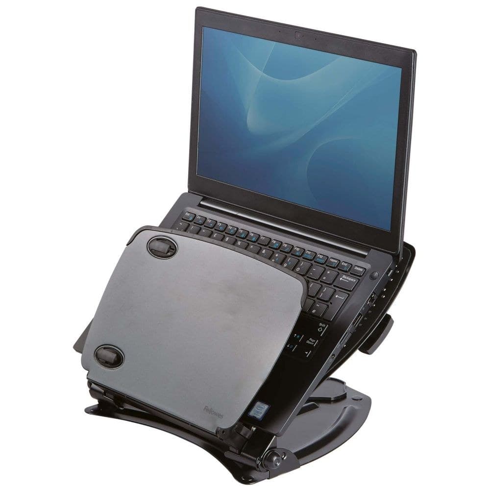 Fellowes 8024602 Professional Series Laptop Workstation with 4 Port USB 2.0 Hub 9 Height Settings 85-245mm Max Size 17 inch Max Weight 6.8kg Black - Image 1