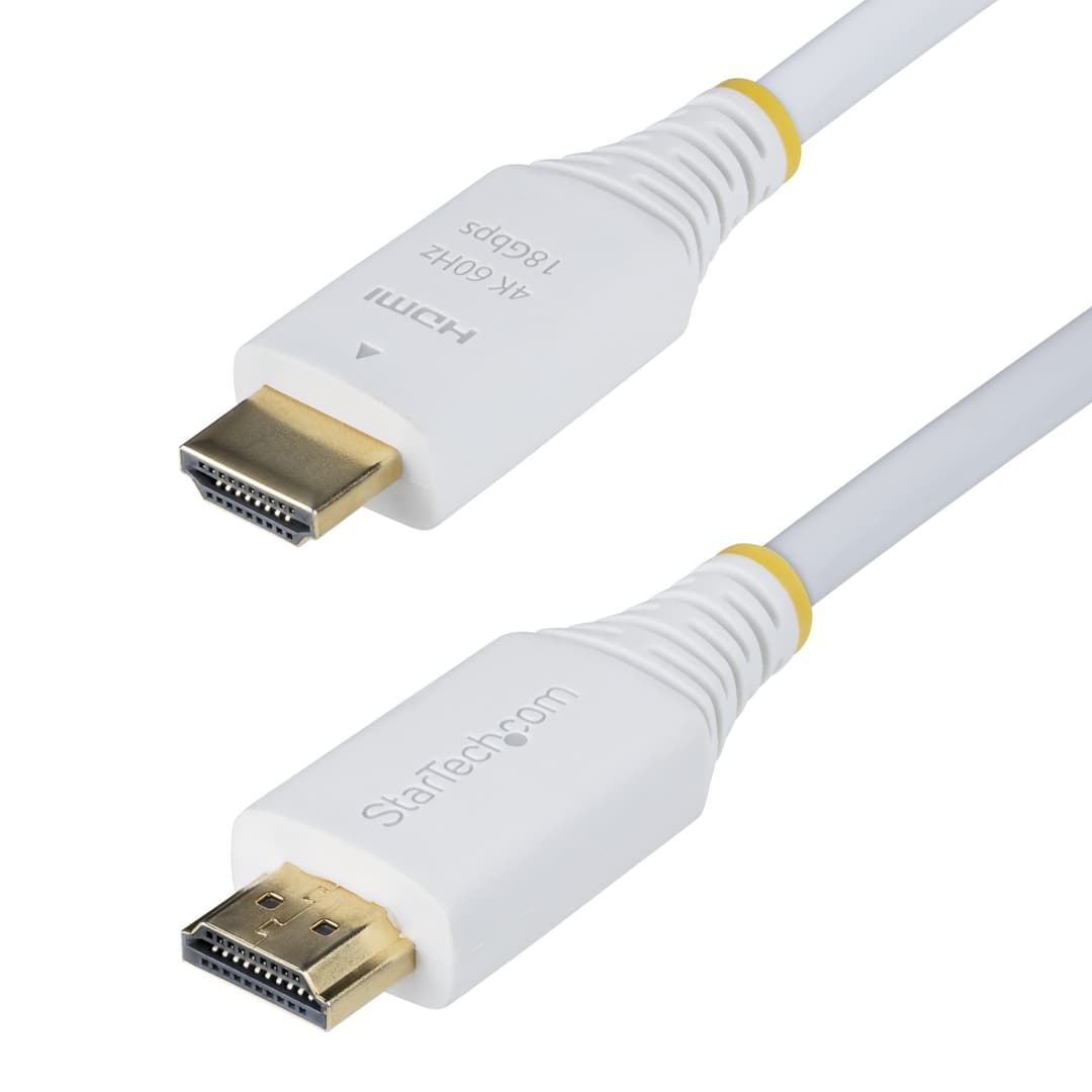 StarTech.com 6ft (1.8m) Premium Certified High Speed HDMI Cable, 4K 60Hz/1440p 144Hz, HDR10/HDCP 2.2/ARC, 18Gbps, UHD HDMI 2.0 Cord for TV/Monitor/Display, TPE Jacket, White - Image 3
