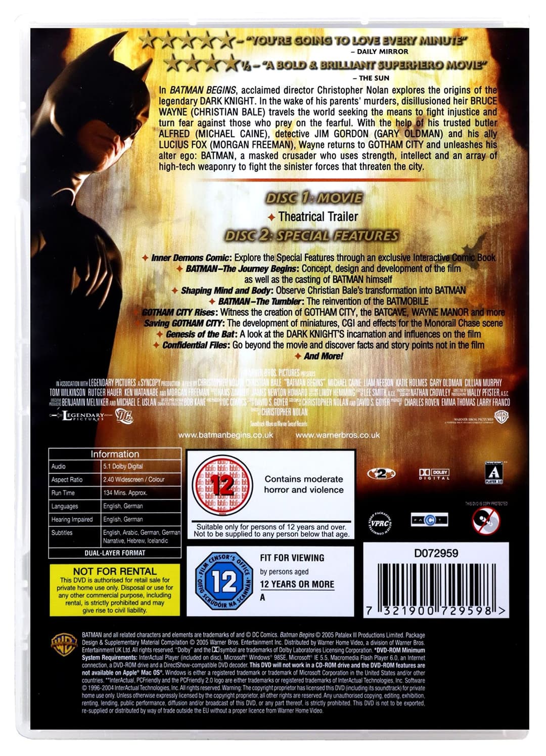 Warner Home Video The Dark Knight Trilogy DVD - Multi-Disc - Image 8