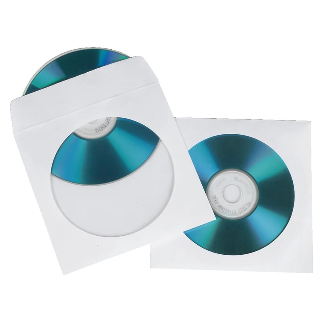 Hama CD/DVD Paper Sleeves, White - Pack of 100 - Image 1
