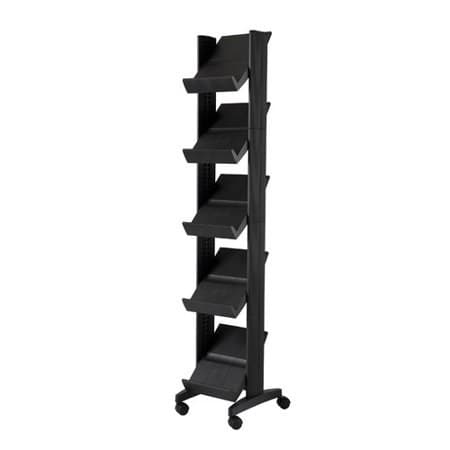PaperFlow Single Sided Literature Display, Mobile Corner Unit, 5 Shelves, 13.78x15.17x66 Inches, Black (259N.01) (B004HWFZUC) - Image 1