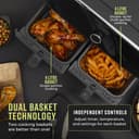Tower Elite T17194 Dual Basket Air Fryer with Digital Control Panel, Match Cook & Smart Finish Functions, 8 Cooking Presets, Vortx Technology, 8L, 1700W - Graphite thumbnail 3