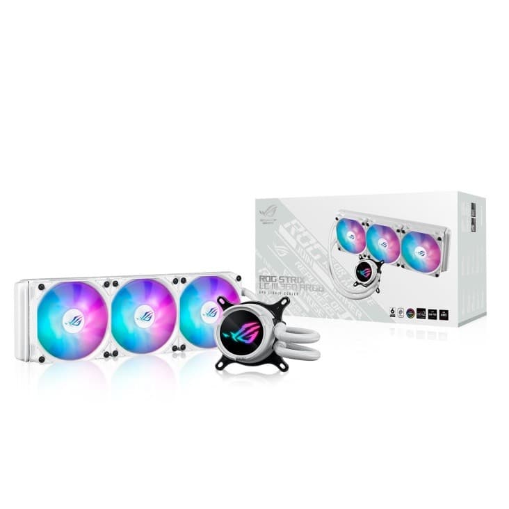 ASUS ROG Strix LC III 360 ARGB White Edition All-in-One Liquid CPU Cooler - 360mm Radiator, 3x 120mm ARGB Fans, Intel/AMD