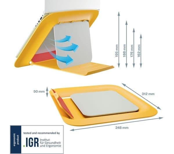 Leitz Ergo Cosy Adjustable Laptop Stand - Warm Yellow - Image 7