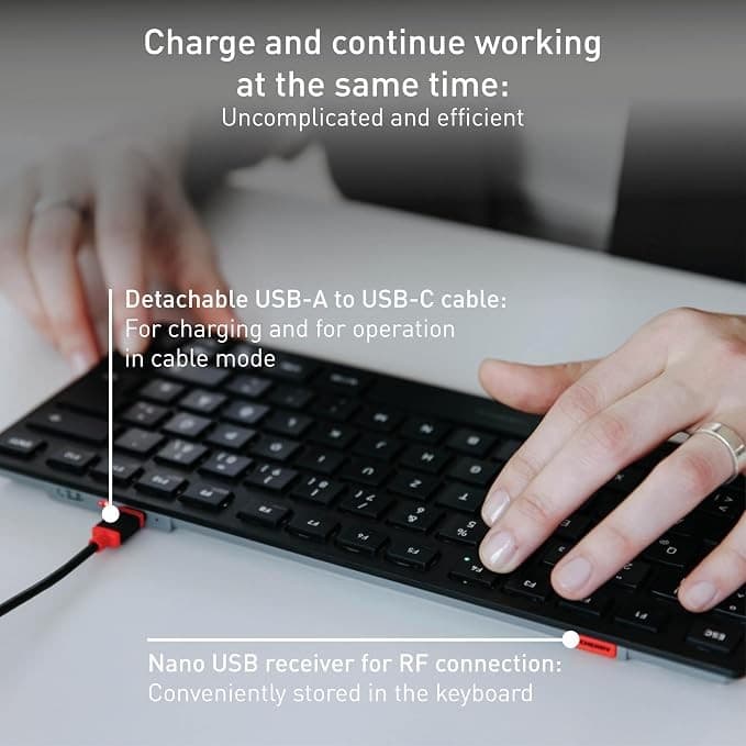 CHERRY KW 9200 MINI Compact Multi-Device Wireless Keyboard UK QWERTY - Black - Image 3