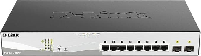 D-Link DGS-1210-10MP 10 Port Gigabit Smart Managed PoE Switch with 2 SFP Ports