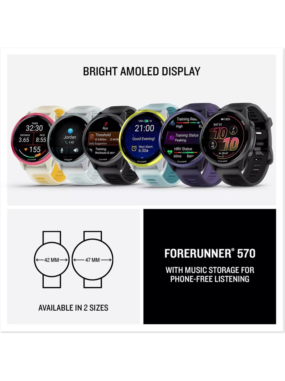 Garmin Forerunner 570 47mm GPS Running Smart Watch AMOLED - Indigo Purple - Image 5