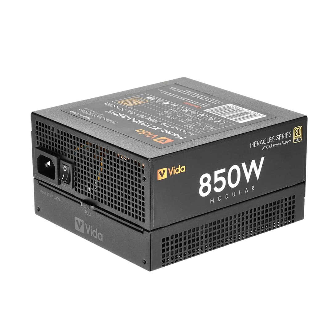 Vida Heracles 850W ATX 3.1 80 Plus Gold Fully Modular PSU Power Supply - Black - Image 1