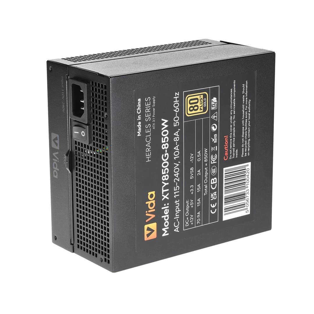Vida Heracles 850W ATX 3.1 80 Plus Gold Fully Modular PSU Power Supply - Black - Image 7