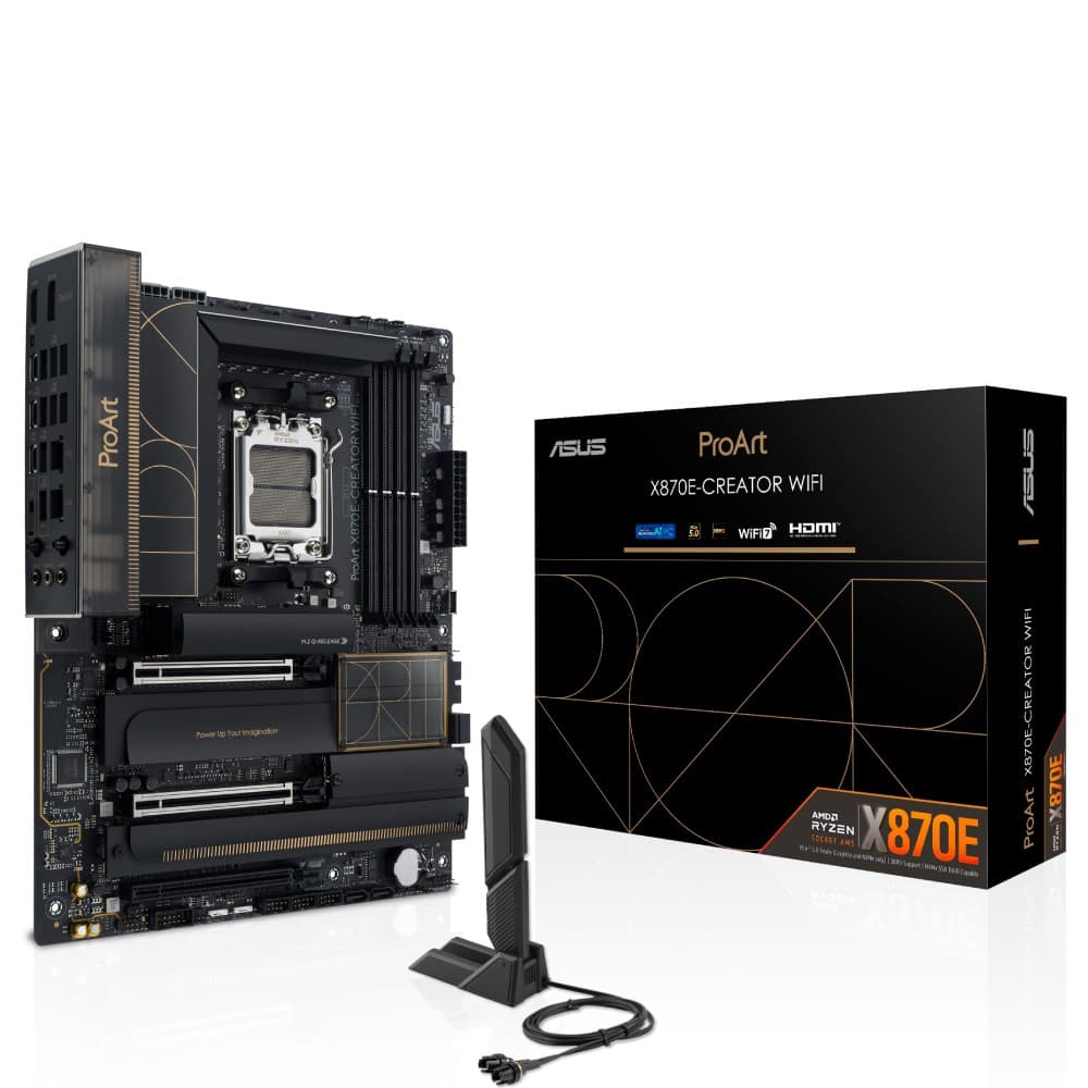 ASUS ProArt X870E-CREATOR WIFI AMD X870E Socket AM5 ATX Motherboard - DDR5, PCIe 5.0, Wi-Fi 7, USB4 40Gbps, 10G + 2.5G LAN - Image 1
