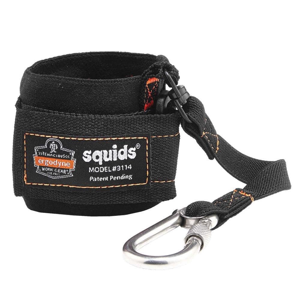 Ergodyne Squids® 3114 Pull-On Wrist Lanyard with Carabiner - 3lbs  Black