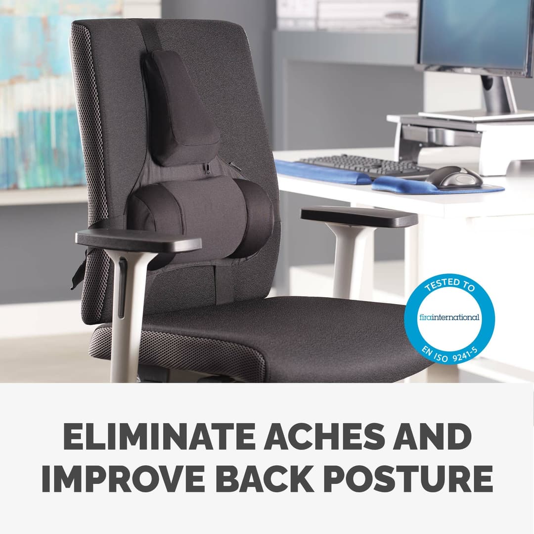 Fellowes Back Support for Office Chair - Professional Series Ultimate Back Support with Antibacterial Protection - H36.5 x W37.5 x D5.5cm - Image 2