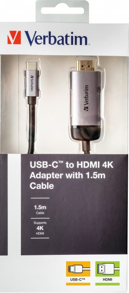 Verbatim 49144 video cable adapter 1.5 m USB Type-C HDMI Black, Silver - Image 2