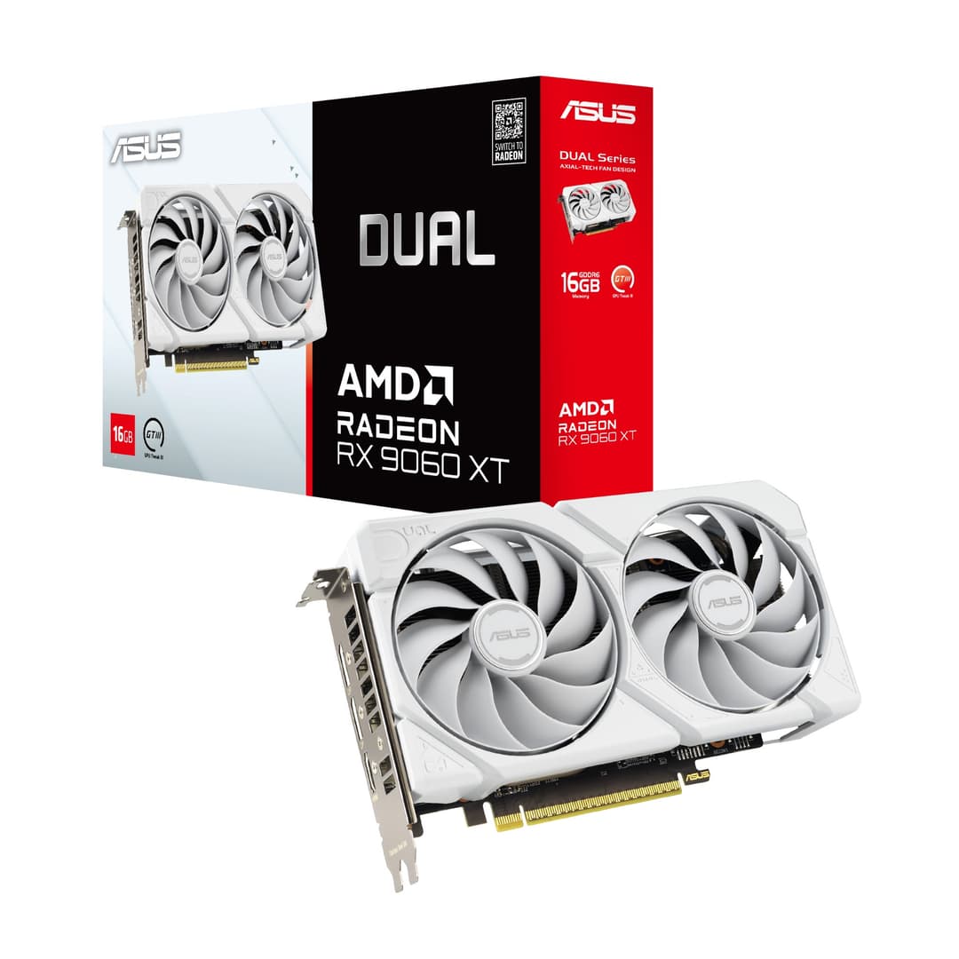 ASUS Radeon RX 9060 XT Dual 16GB Graphics Card - White - Image 1