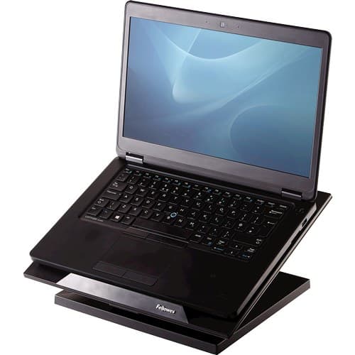 Fellowes Designer Suites Laptop Riser - Adjustable Laptop Stand with 4 Height Positions (88-184mm) and 0-30 Degree Angle Tilt - For Laptops Up To 17", Max Weight 11.3kg - Black - Image 1