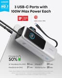 Anker 25000mAh 165W Power Bank with Built-In Retractable USB-C Cables - Silver thumbnail 2