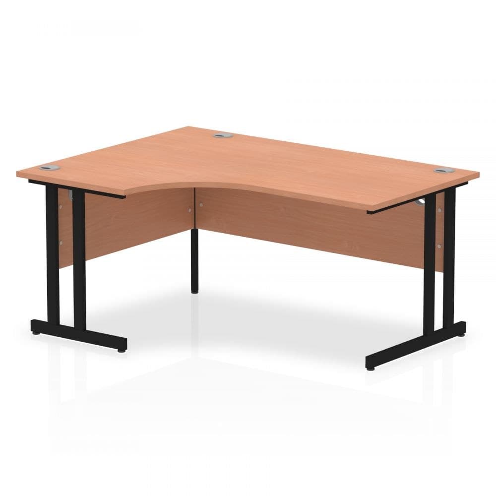Dynamic Impulse 1600mm Left Crescent Desk Beech Top Black Cantilever Leg