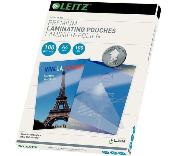LEITZ iLAM Gloss Laminating Pouches A4 100 Micron - Pack of 100 - Image 1
