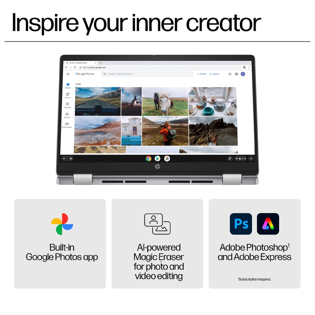 HP Chromebook x360 14b-cd0003na Intel® Core i3-N305 8GB RAM 128GB UFS 14" Touchscreen Full HD ChromeOS 2-in-1 Laptop - Image 5