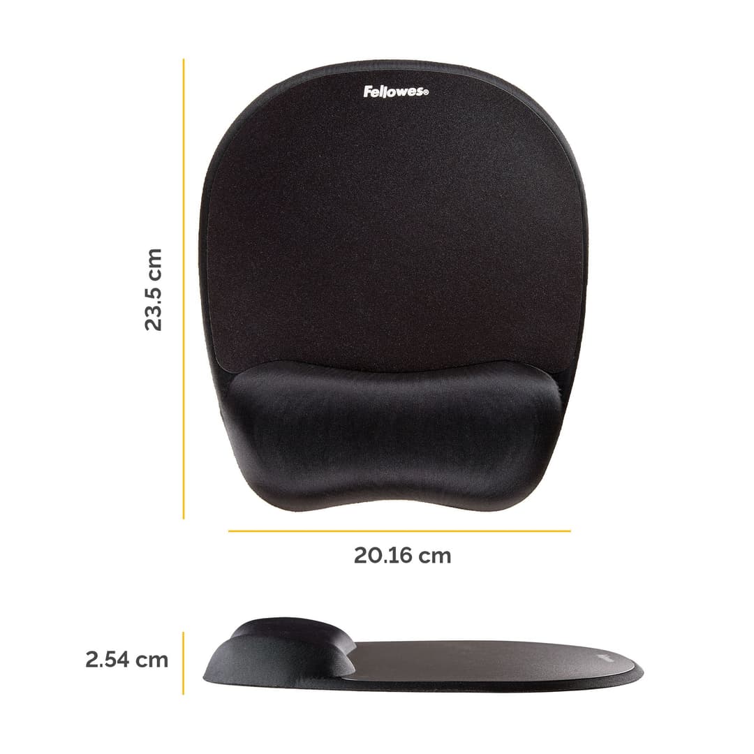 Fellowes Memory Foam Mouse Mat with Wrist Rest - Black - Image 2