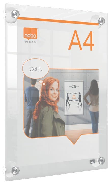 Nobo Premium Plus A4 Clear Acrylic Wall Mounted Repositionable Poster Frame - Image 2