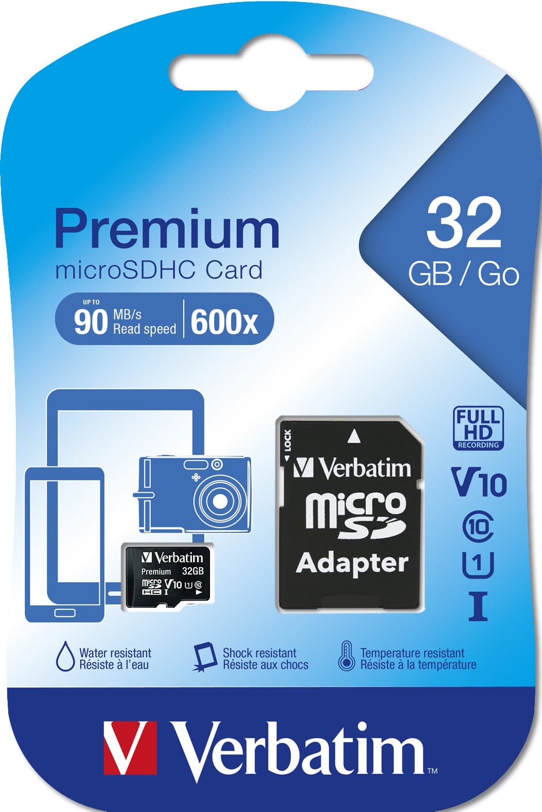 Verbatim Premium 32 GB MicroSDHC Class 10 UHS-I U1 with SD Adapter (44083) - Image 3