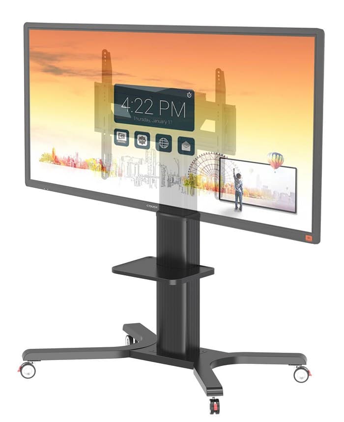 Peerless-AV PR598-M Motorised Flat Panel Trolley / Floor Stand for 50-98" (2.49 m) Displays, Electric Height Adjustment, 130kg Max Load, VESA up to 800x600, Media Shelf, Black
