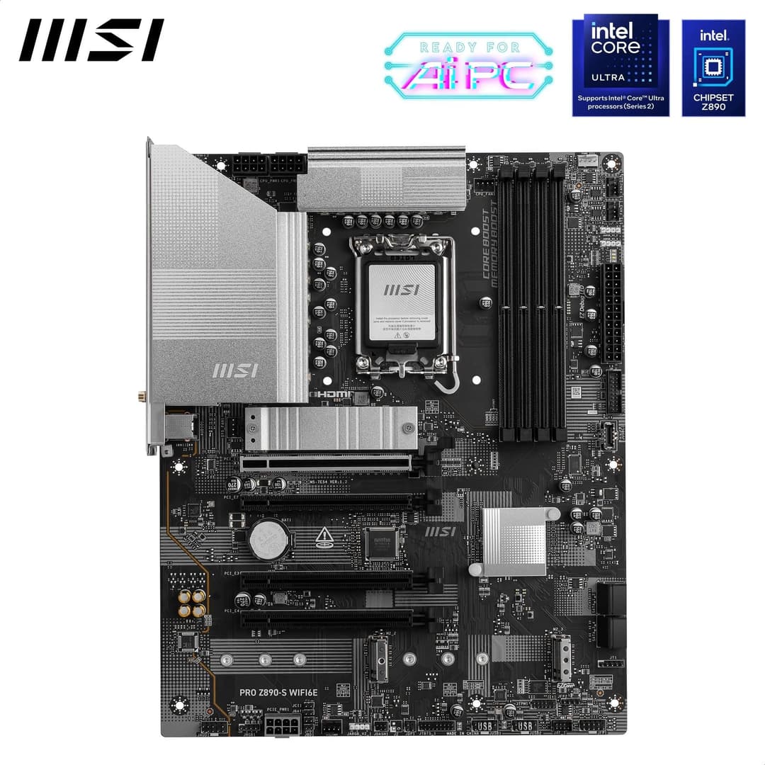 MSI PRO Z890-S WIFI6E Motherboard, ATX - Supports Intel Core Ultra Processors (Series 2), LGA 1851 - DDR5 Memory Boost (8800+ MT/s OC), PCIe 5.0 x16 & 4.0 x16, M.2 Gen5, Wi-Fi 6E, 2.5G LAN - Image 4