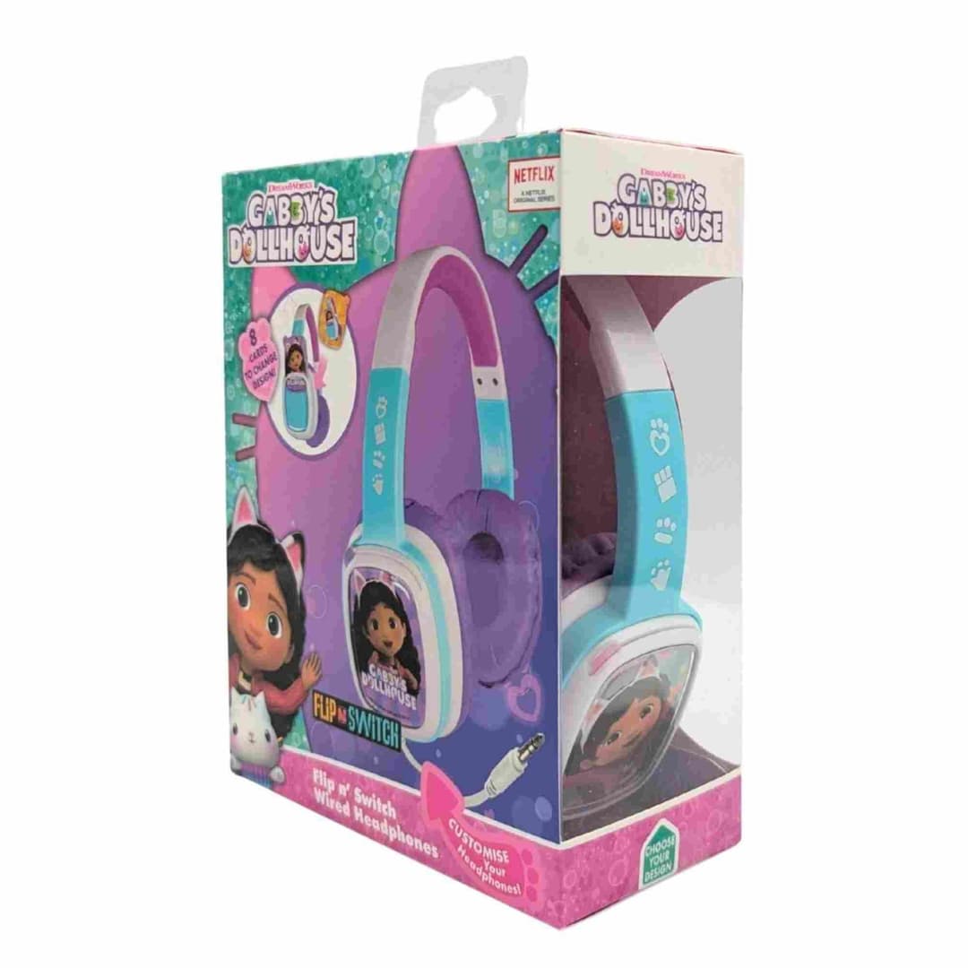 Gabby’s Dollhouse Wired Flip 'n' Switch Kids Headphones with 8 Design Cards - Image 8