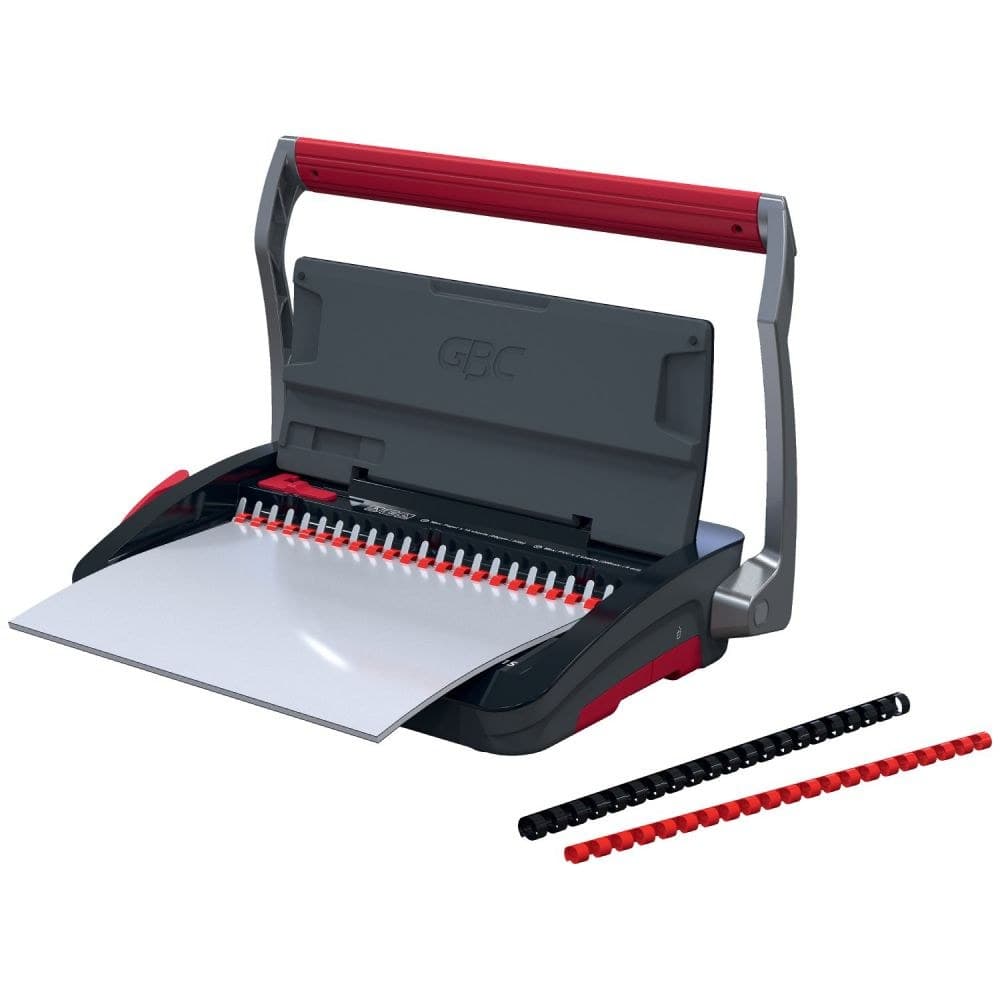 GBC CombBind CB15 Manual Comb Binding Machine Black/Red 4410061