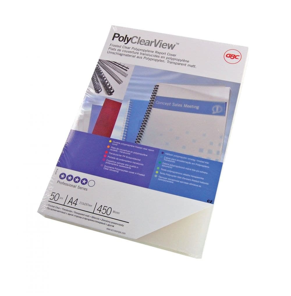 GBC IB387166 PolyClearView 350 Micron Binding Covers 100pk - Image 1