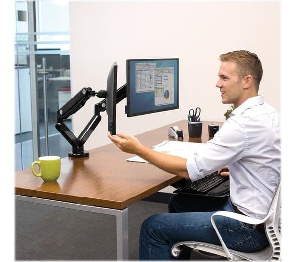 FELLOWES Platinum Series Dual Arm Full Motion 40" Monitor Desk Mount - Image 7
