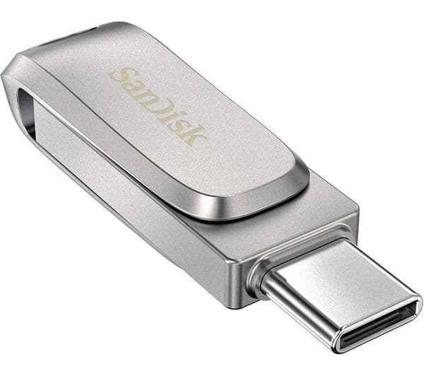 SanDisk Ultra Dual Drive Luxe USB Type-C & USB Type-A 3.2 Gen 1 Flash Drive - 64 GB, Silver