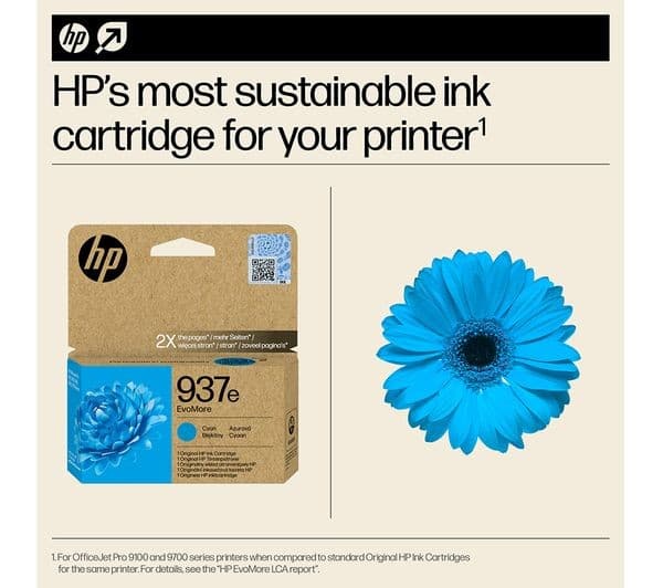 HP 937e EvoMore Cyan Ink Cartridge - Image 2