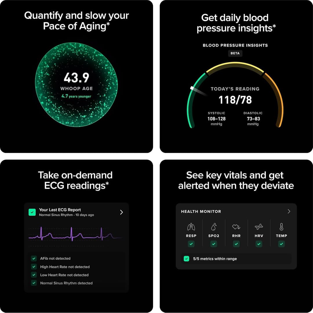 WHOOP Life MG Health & Fitness Tracker with ECG 12-Month Membership 14-Day Battery Obsidian/Titanium - Image 2