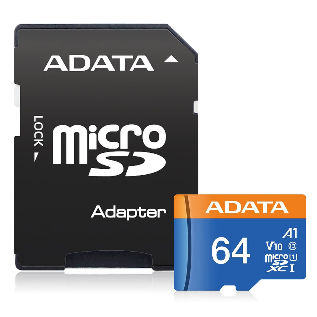 64GB AData Premier microSDXC A1 UHS-1 CL10 Memory Card w/SD adapter 100MB/sec - Image 1