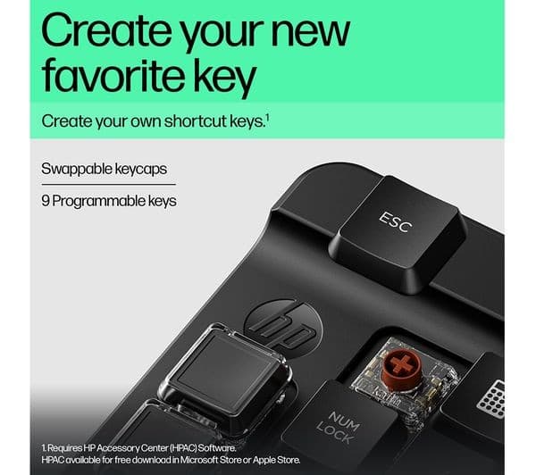 HP 430 Programmable Wireless Mechanical Keypad - Black (7N7C2AA) - Image 4