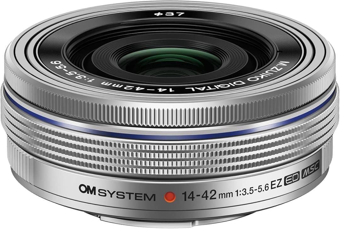 OM SYSTEM M.Zuiko Digital ED 14-42mm f/3.5-5.6 EZ Pancake Zoom Lens - Silver - Image 1