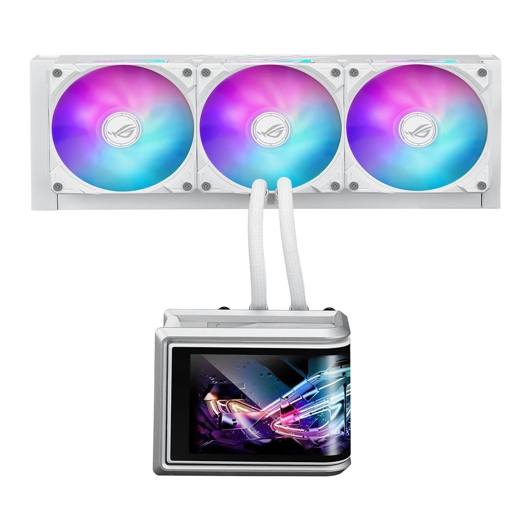 ASUS ROG Ryuo IV SLC 360 ARGB AIO Liquid CPU Cooler with AMOLED Display - White Edition - Image 1