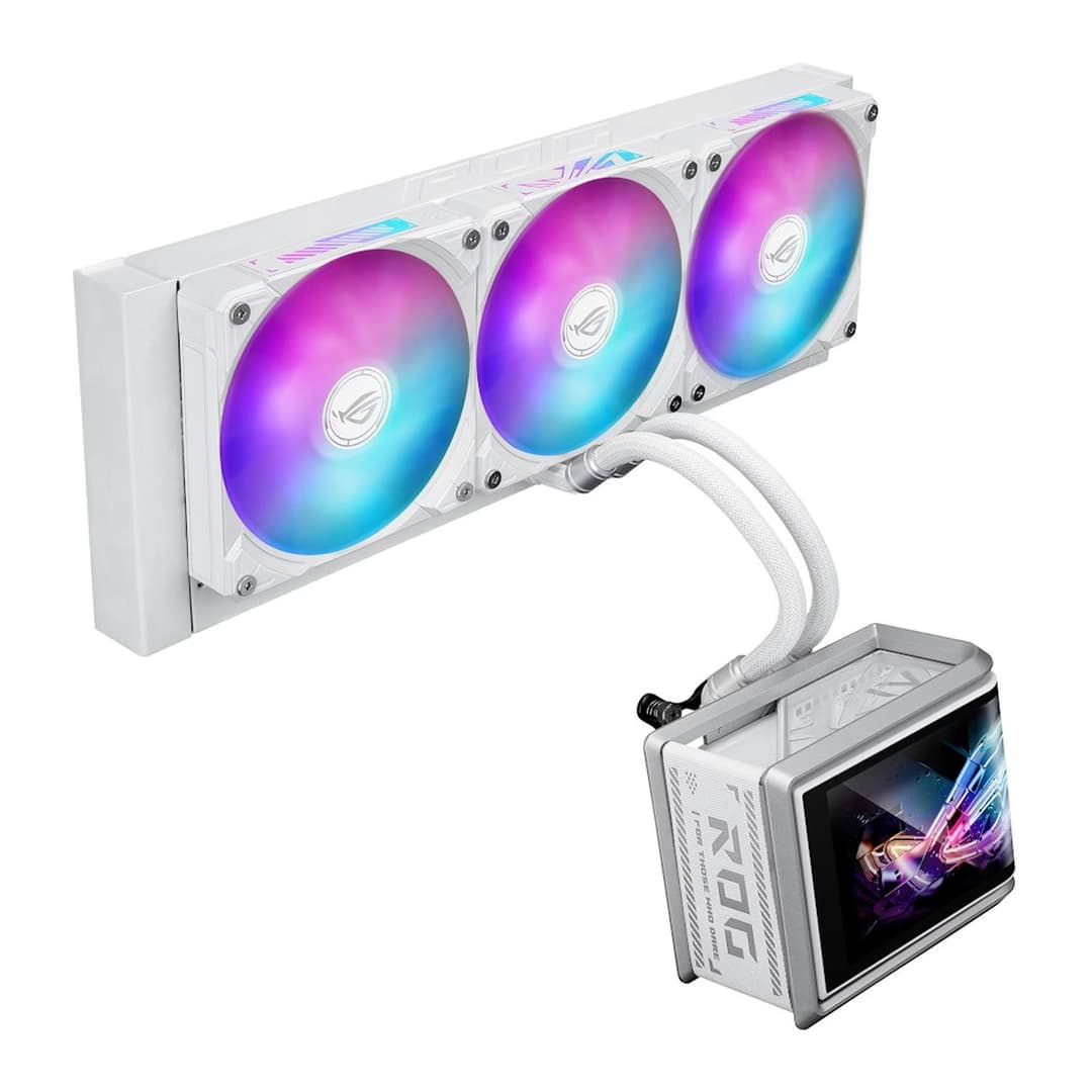 ASUS ROG Ryuo IV SLC 360 ARGB AIO Liquid CPU Cooler with AMOLED Display - White Edition - Image 2