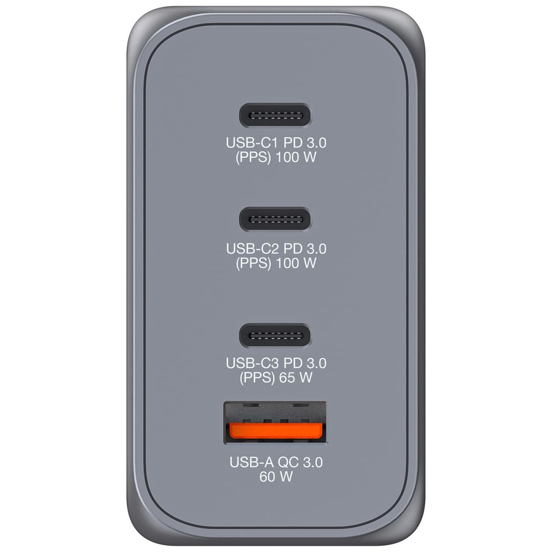Verbatim GNC-200 GaN Charger 200W with 2 x USB-C PD 100W / 1 x USB-C PD 65W / 1 x USB QC 3.0 (EU/UK/US) - Image 2