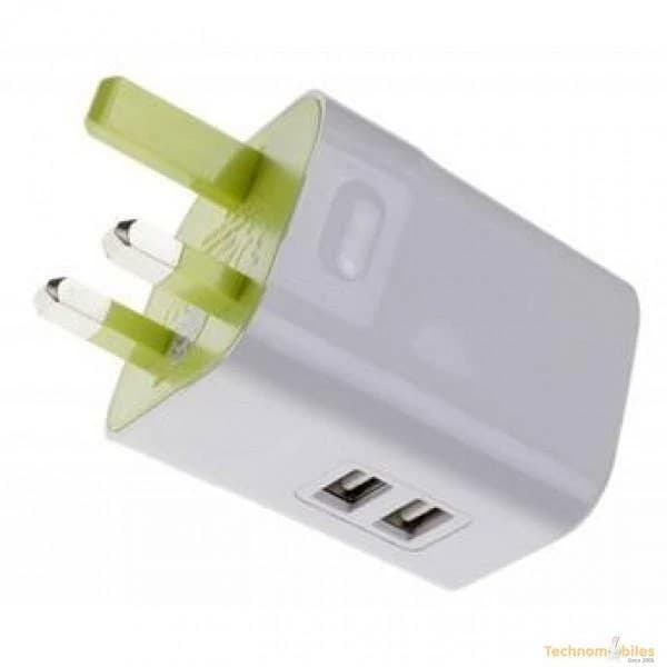 Kit Dual 3.1 A Ergonomic Eco Mains Charger Auto Detect for Most USB Devices - WH