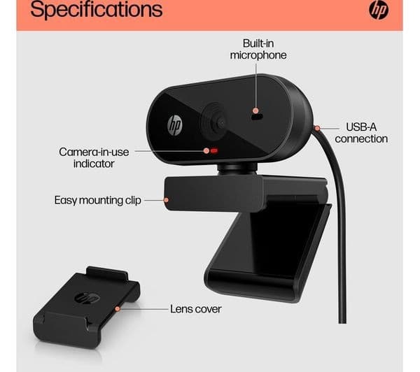HP 320 Full HD Webcam Black - Image 3